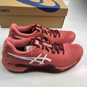 ASICS Women's Gel-Resolution 9 Clay Tennis Shoe,  Light Garnet/White 9.5
